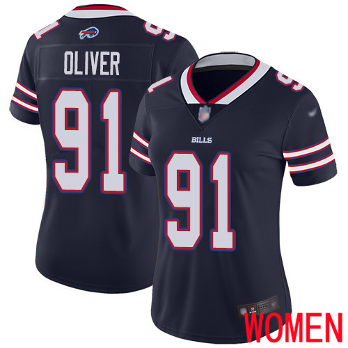 Women Buffalo Bills #91 Ed Oliver Limited Navy Blue Inverted Legend NFL Jersey->women nfl jersey->Women Jersey